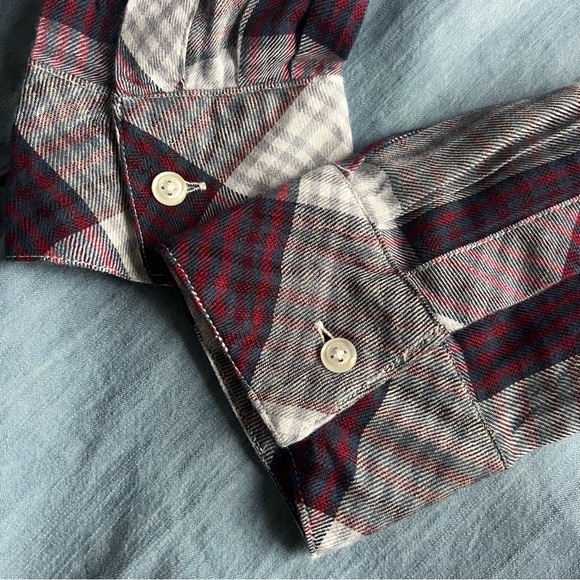 NWT Rails Harper Tencel Collar Button Down Chambray Denim Plaid Long Sleeve Top - Picture 11 of 17